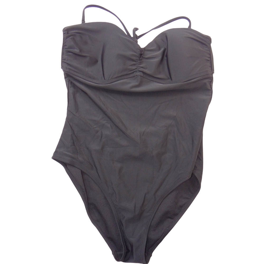 Old Navy Womens XL Black One Piece Swimsuit Ruched Sweetheart Neck Cutout Back